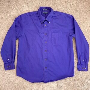 Grant Thomas Button Up Shirt Mens L Purple‎ Long Sleeve Casual Cotton Dress Top